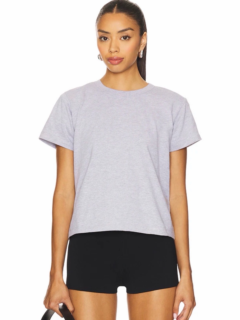 Leset Classic Crewneck Short Sleeve Top The Margo Tee Heather Gray Size Small
